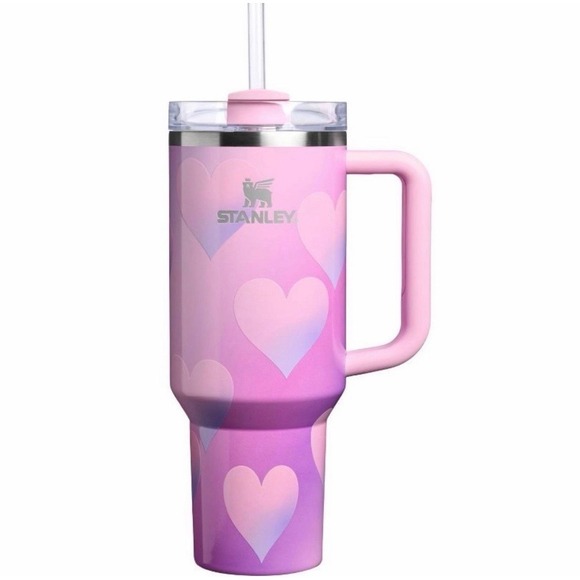 Stanley Other - Stanley Quencher H2O Tumbler 40 oz Pink Gradient Hearts ValentinesStraw Lid